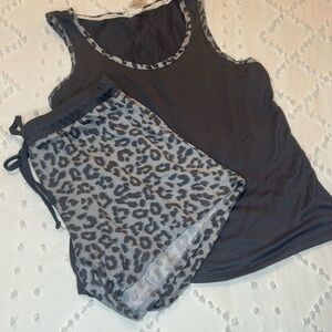 Lucky Brand Black and Gray Leopard Pajama Set